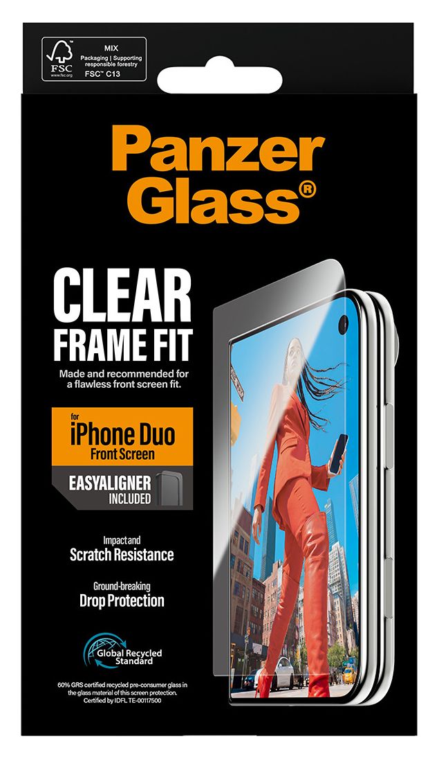 PanzerGlass® Außendisplay Displayschutz iPhone Duo | RahmenFit m. EasyAligner 