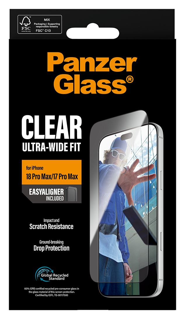 PanzerGlass® Displayschutz iPhone 18 Pro Max | 17 Pro Max | Ultra-Wide Fit m. EasyAligner 