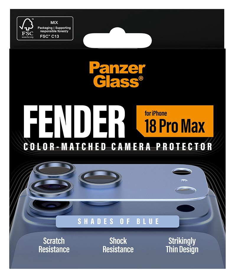 PanzerGlass® Fender Kameraschutz Shades of Blue iPhone 18 Pro Max 