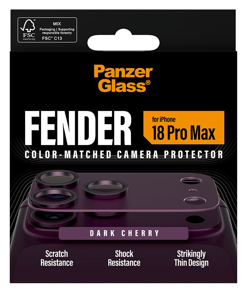 PanzerGlass® Fender Kameraschutz Dark Cherry iPhone 18 Pro Max 