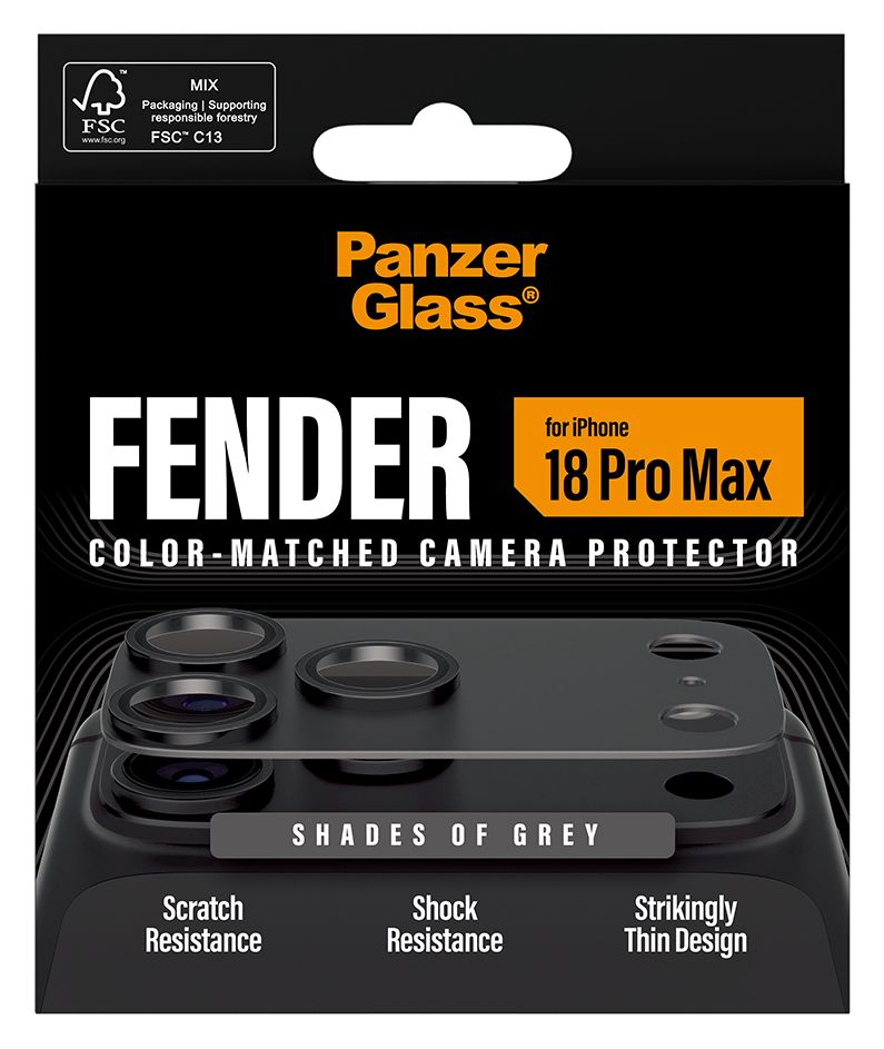 PanzerGlass® Fender Kameraschutz Shades of Grey iPhone 18 Pro Max 