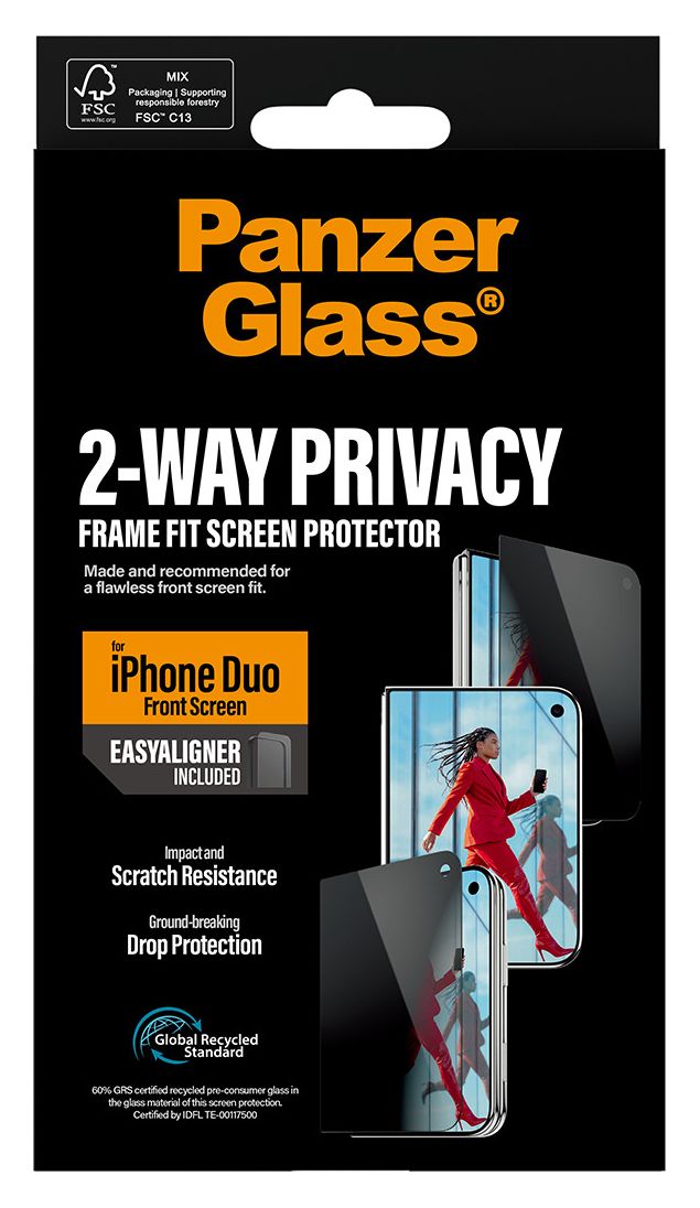 PanzerGlass® Privacy Außendisplay Displayschutz iPhone Duo | RahmenFit m. EasyAligner 
