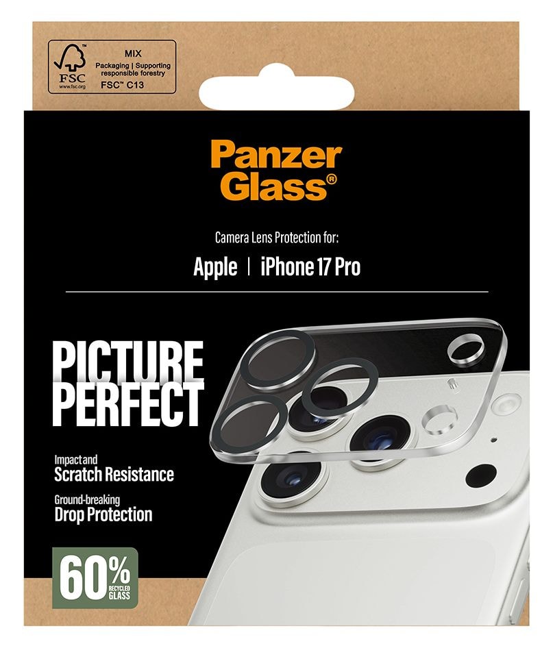 PicturePerfect Kameraobjektivschutz Gehärtetes Glas, Silikon für Apple iPhone 17 Pro 