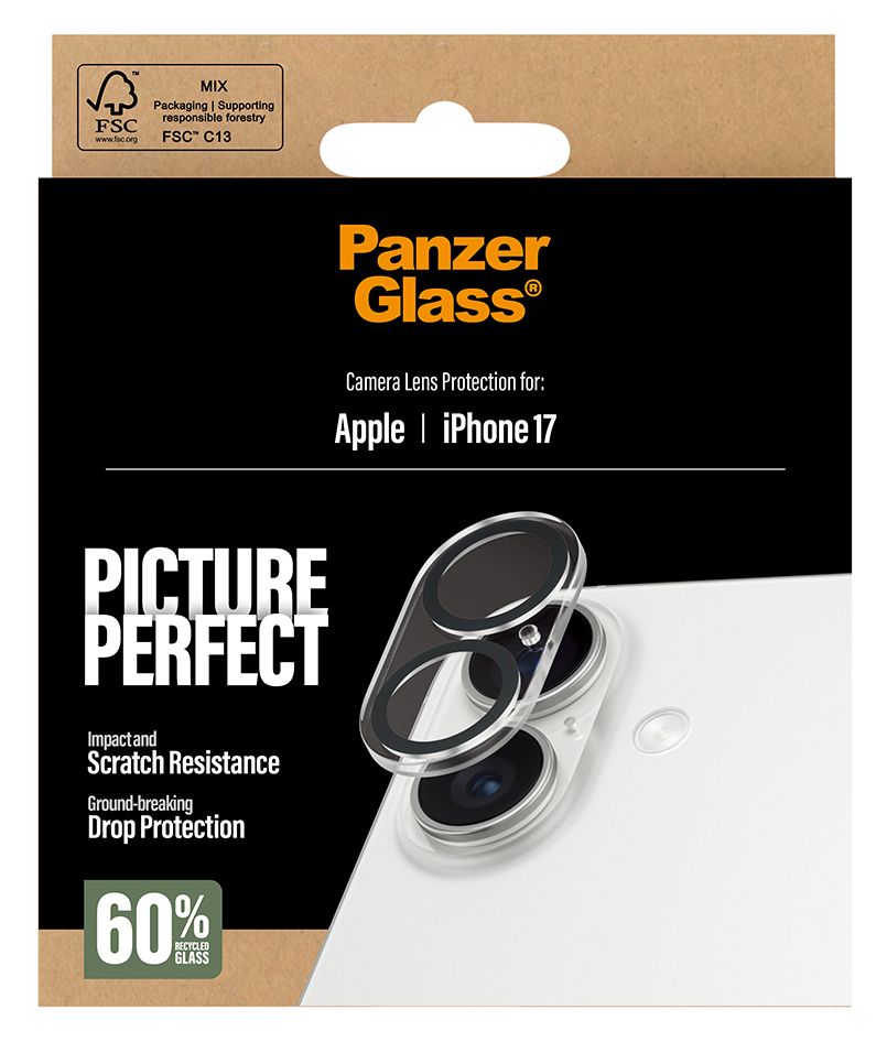PicturePerfect Kameraobjektivschutz Gehärtetes Glas, Silikon für Apple iPhone 17 