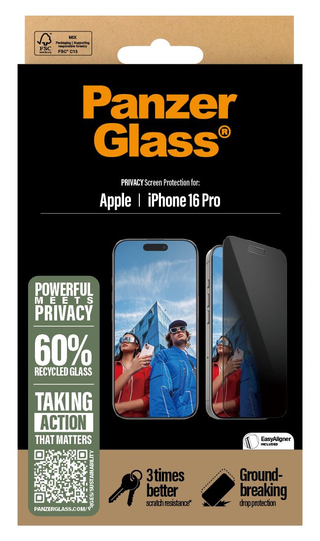 Privacy Displayschutz Klare Bildschirmschutzfolie Gehärtetes Glas, Polyethylenterephthalat, Silikon für  Apple Apple - iPhone 16 Pro Kratzresistent, Schockresistent 