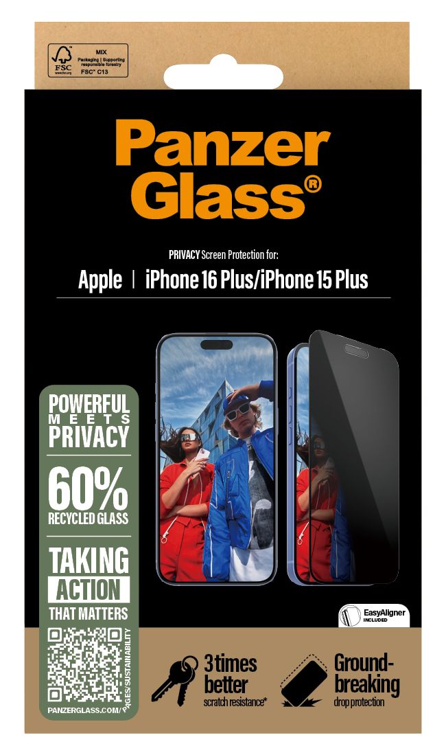 Privacy Displayschutz Klare Bildschirmschutzfolie Gehärtetes Glas, Polyethylenterephthalat, Silikon für  Apple Apple - iPhone 16 Plus, Apple - iPhone 15 Plus Kratzresistent, Schockresistent 