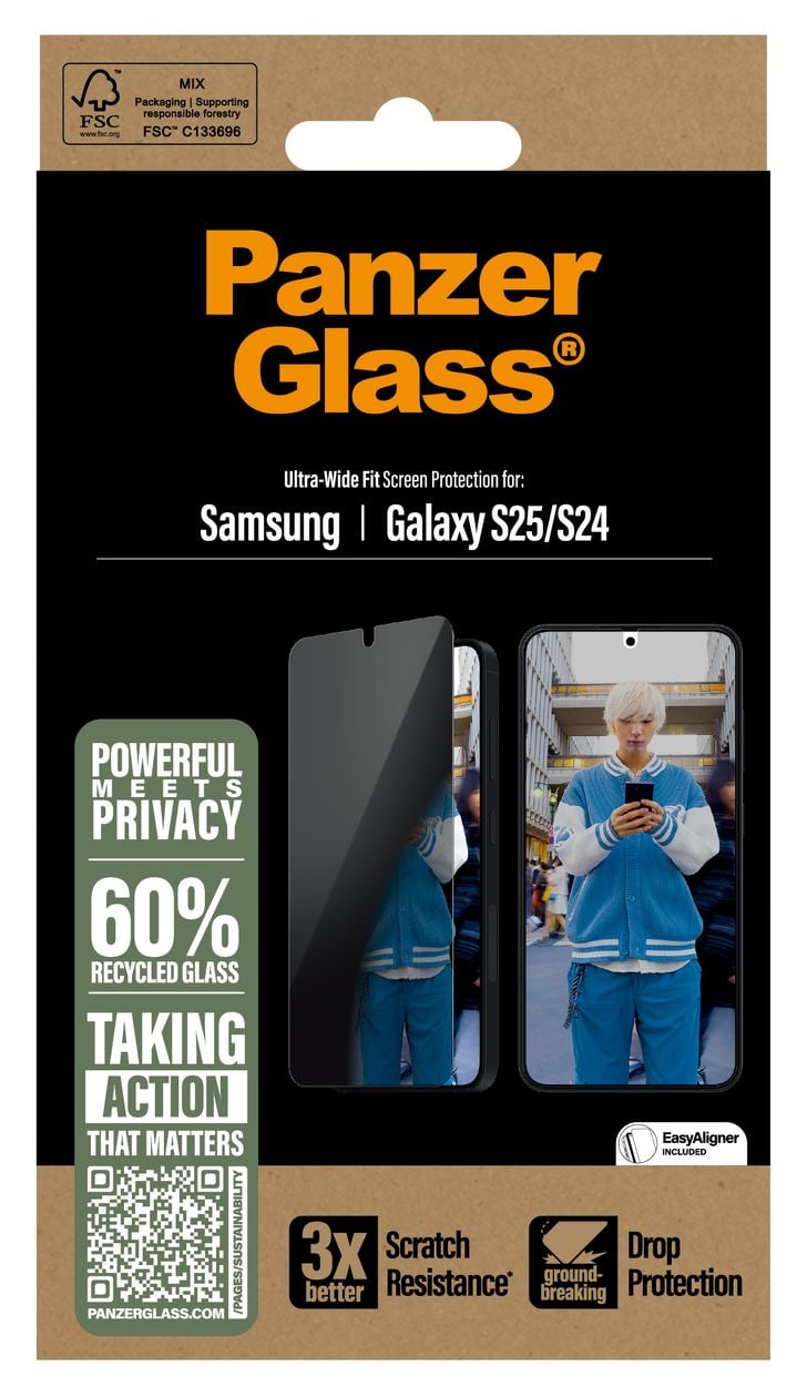 Privacy Screen Protector Klare Bildschirmschutzfolie gehärtetes Glas für Samsung Galaxy S25, Galaxy S24 