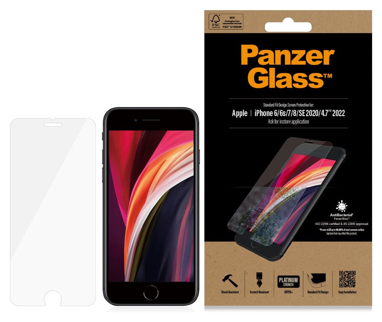 Screen Protector Klare Bildschirmschutzfolie gehärtetes Glas für Apple iPhone 6s, iPhone 7, iPhone 8, iPhone SE 2020, iPhone SE 2022, iPhone 6 