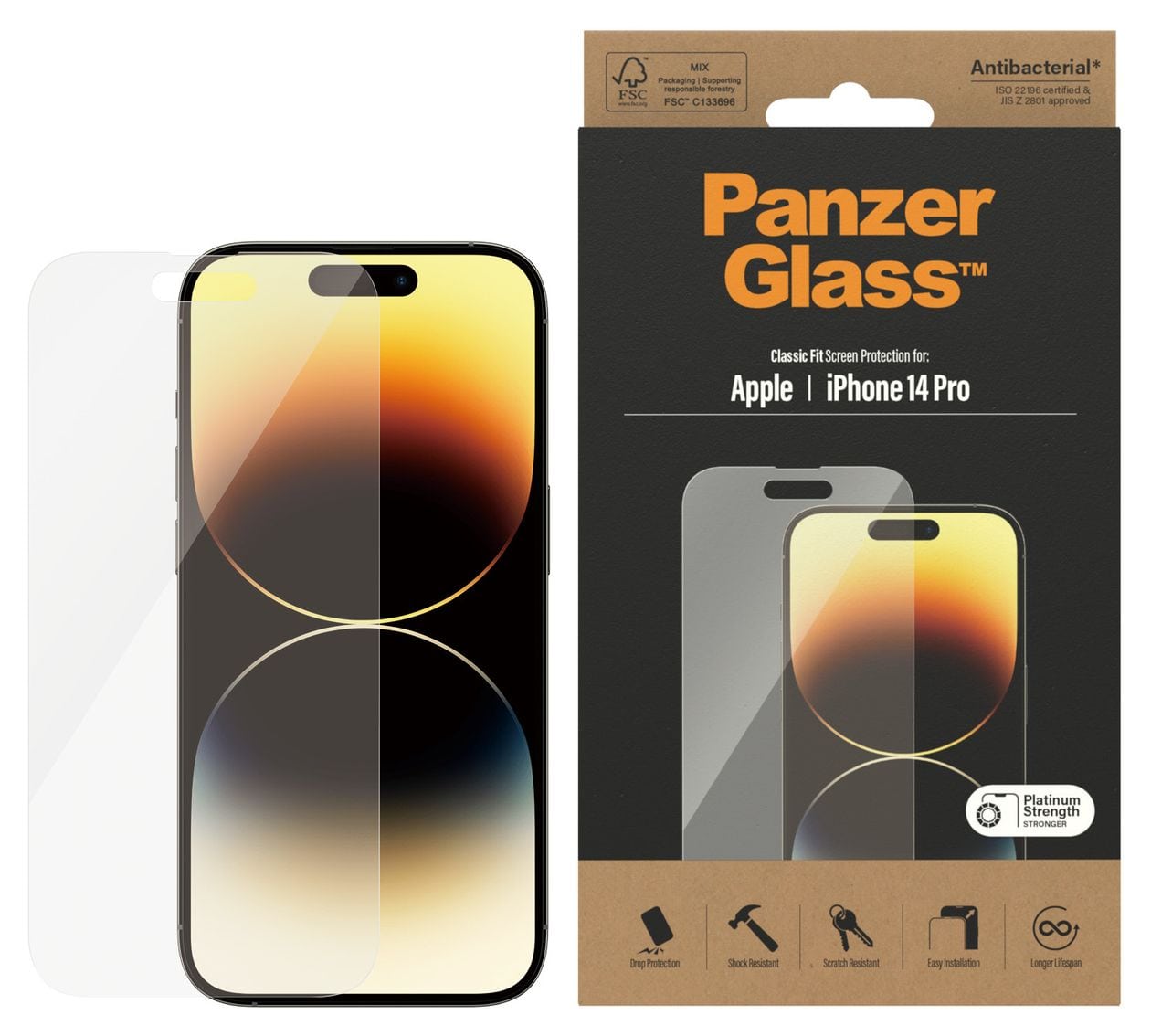 Screen Protector Klare Bildschirmschutzfolie gehärtetes Glas für Apple iPhone 14 Pro 