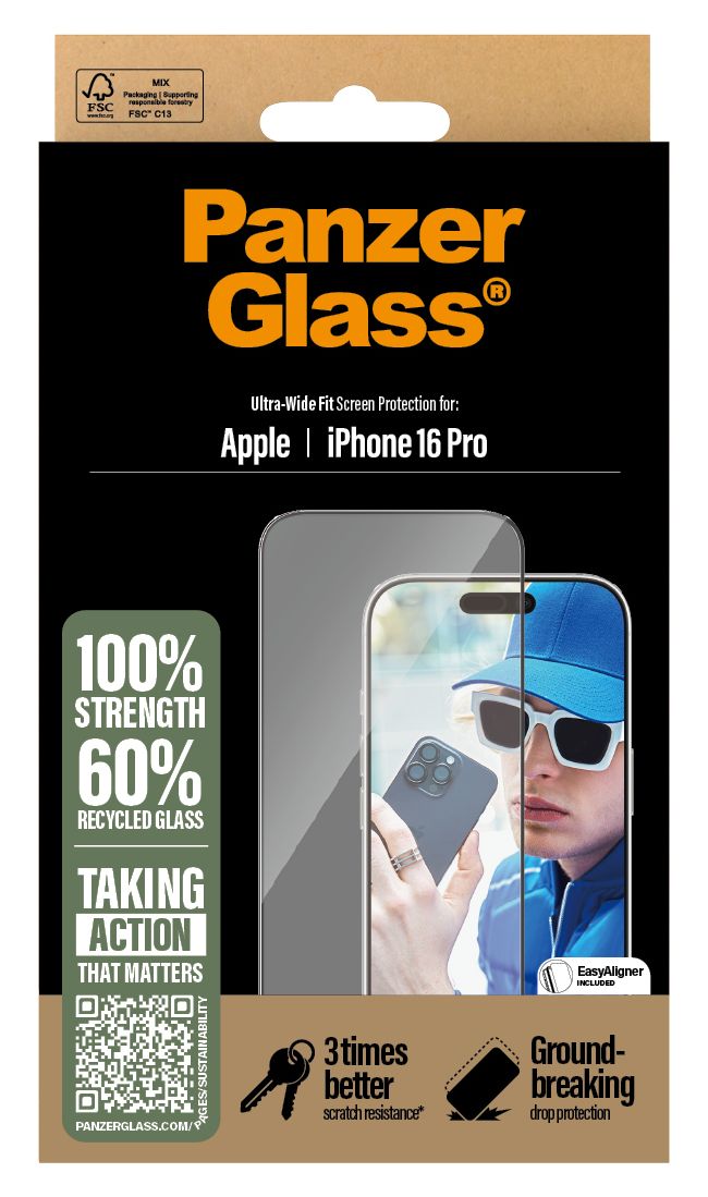 Screen Protector Klare Bildschirmschutzfolie gehärtetes Glas für Apple iPhone 16 Pro 