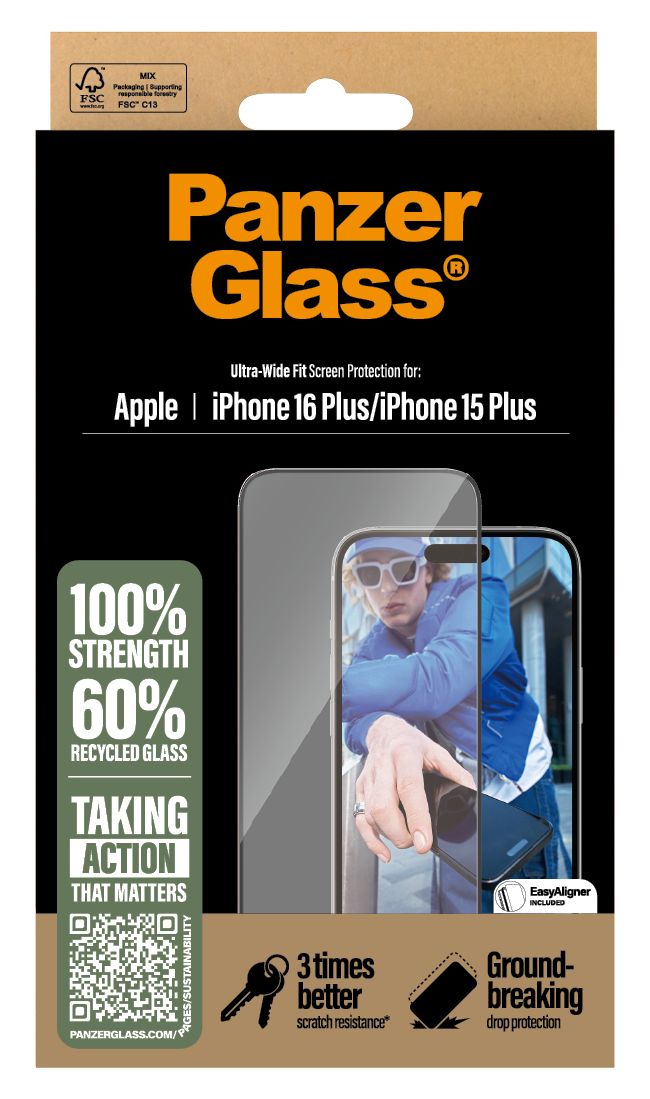 Screen Protector Klare Bildschirmschutzfolie gehärtetes Glas für Apple iPhone 16 Plus, iPhone 15 Plus 