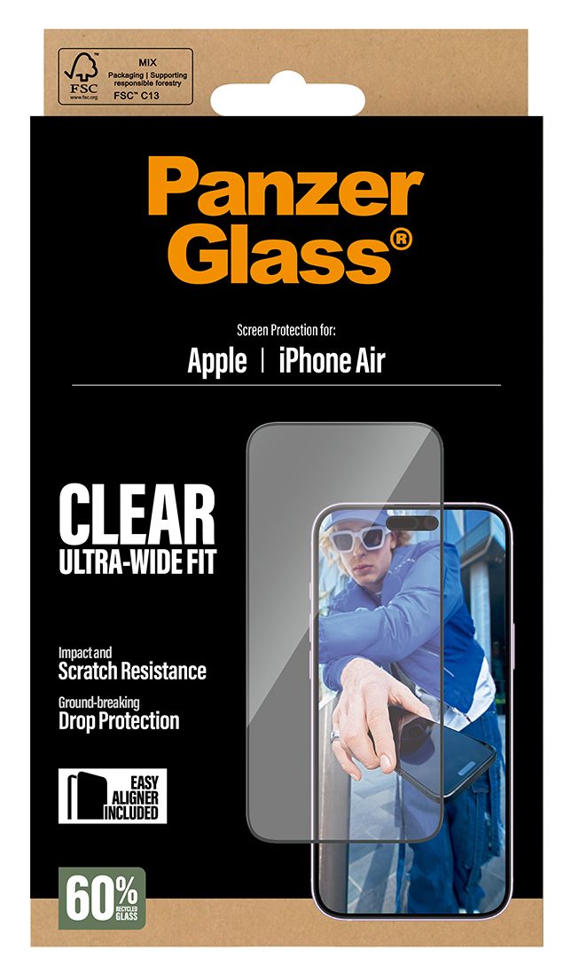 Screen Protector Ultra-Wide Fit mit EasyAligner Klare Bildschirmschutzfolie gehärtetes Glas für Apple iPhone Air 