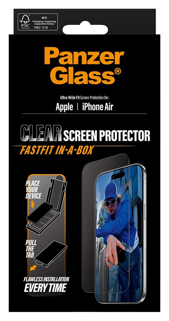 Screen Protector Ultra-Wide Fit mit Fastfit in-a-box Klare Bildschirmschutzfolie gehärtetes Glas für Apple iPhone Air 
