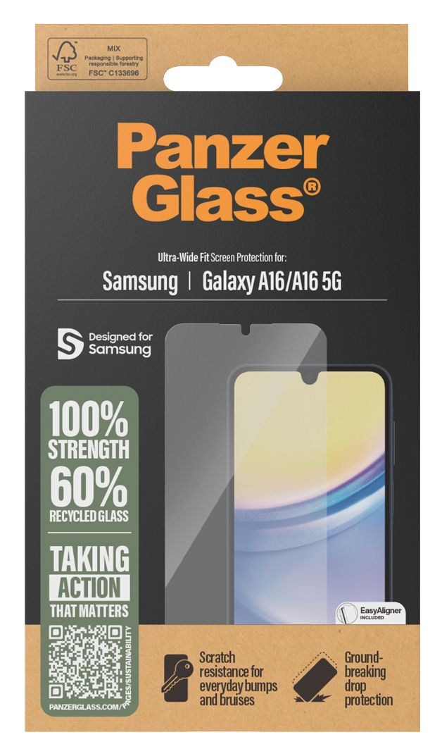 Ultra Wide Fit Klare Bildschirmschutzfolie gehärtetes Glas für Samsung Galaxy A16 
