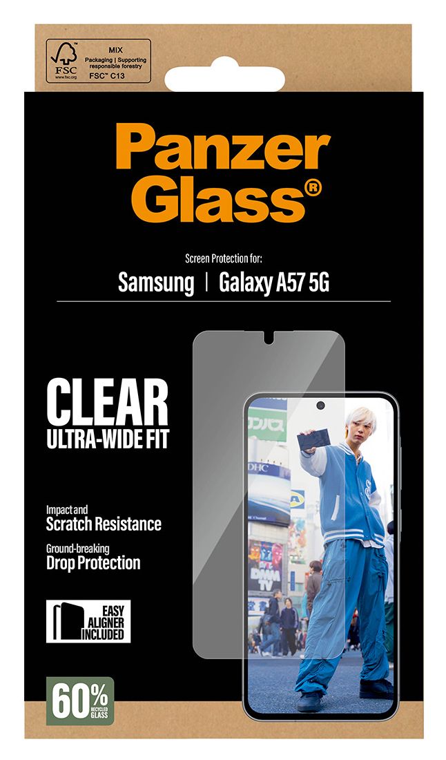Ultra-Wide Fit Klare Bildschirmschutzfolie gehärtetes Glas für Samsung Galaxy A57 
