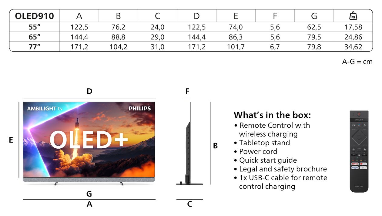 65OLED910/12 OLED 165,1 cm (65 Zoll) Fernseher 4K Ultra HD 2k24 Sound Engine VESA 300 x 300 mm  (Metallisch) 