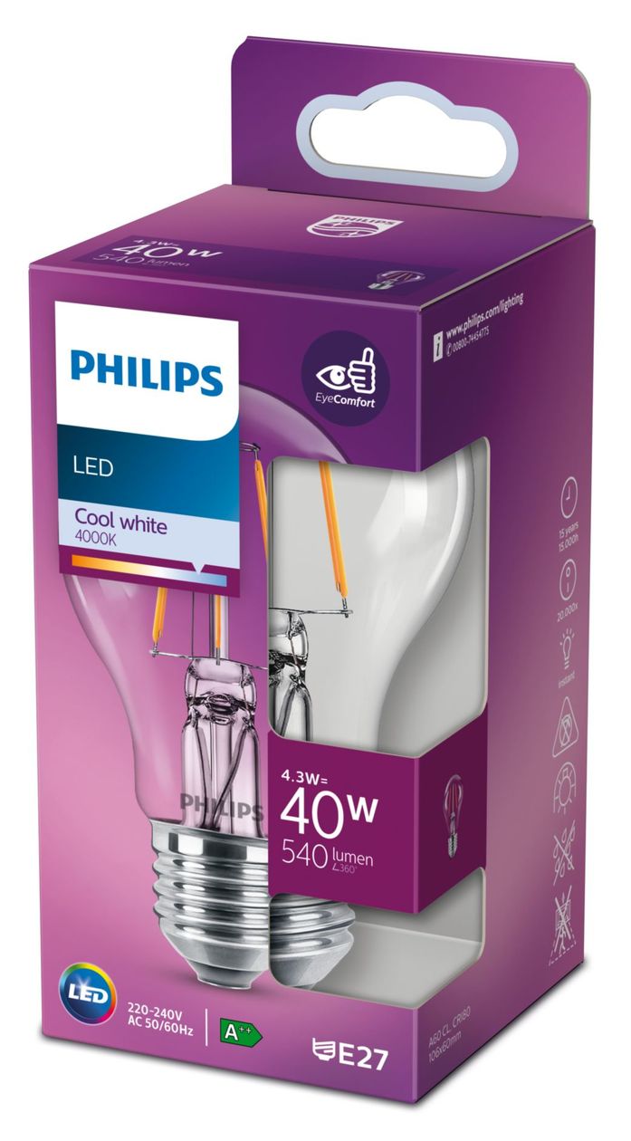 8718699761998 LED Lampe Lüsterkolben E27 EEK: F 470 lm Warmweiß (2700K) entspricht 40 W 