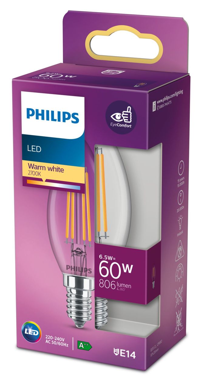 8718699762193 LED Lampe Kerze E14 EEK: E 806 lm Warmweiß (2700K) entspricht 60 W 