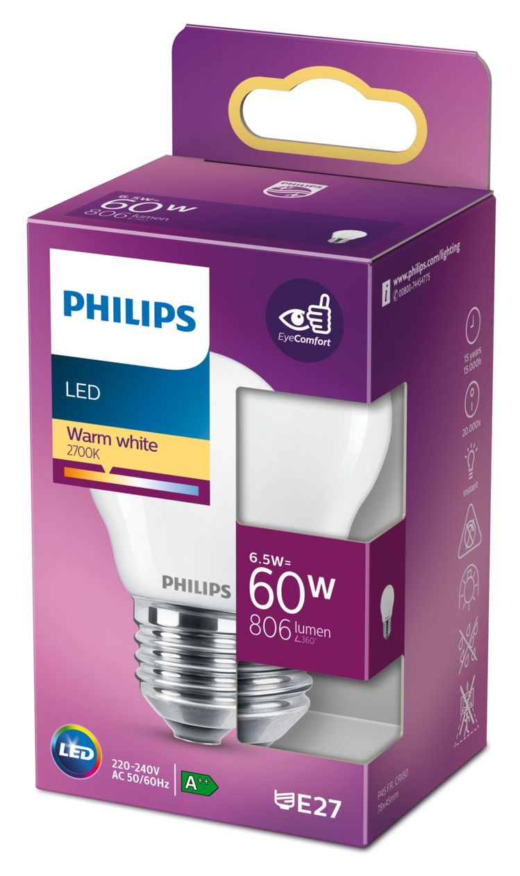 8718699762858 LED Lampe Lüsterkolben E27 EEK: E 806 lm Warmweiß (2700K) entspricht 60 W 