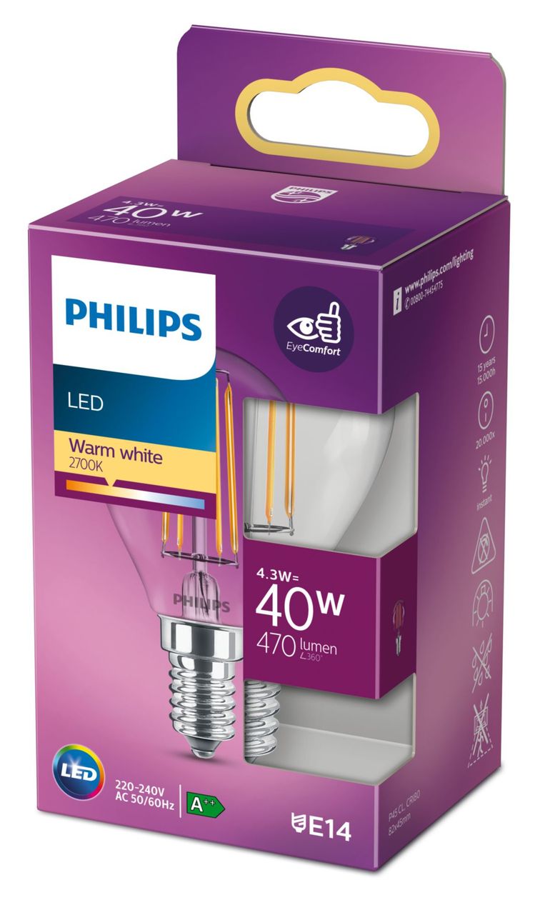 8718699763152 LED Lampe Lüsterkolben E14 EEK: F 470 lm Warmweiß (2700K) entspricht 40 W 