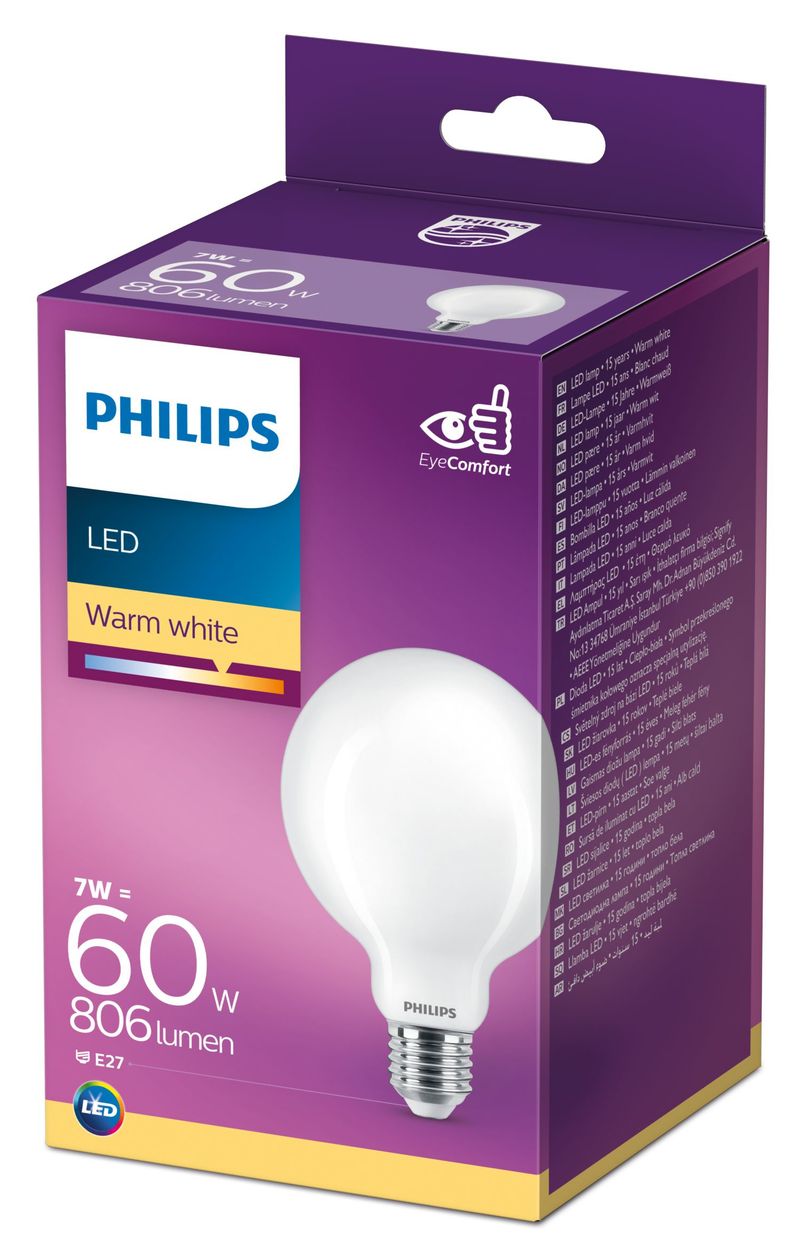 8718699764692 LED Lampe Globe E27 EEK: E 806 lm Warmweiß (2700K) entspricht 60 W 