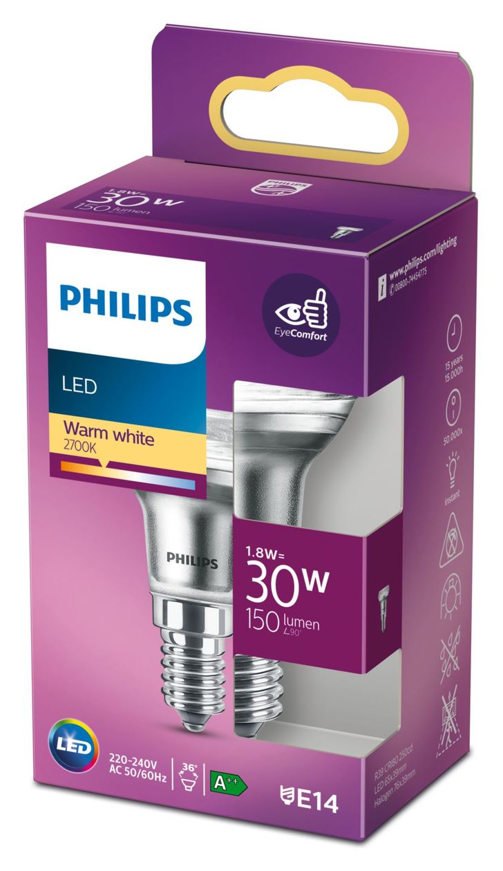 8718699773755 LED Lampe Reflektor E14 EEK: F 150 lm Warmweiß (2700K) entspricht 30 W 