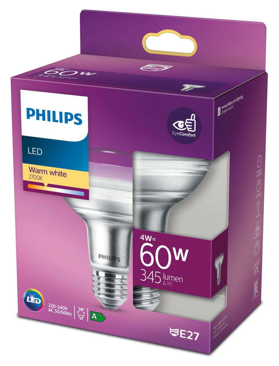 8718699773854 LED Lampe Reflektor E27 EEK: F 345 lm Warmweiß (2700K) entspricht 60 W 