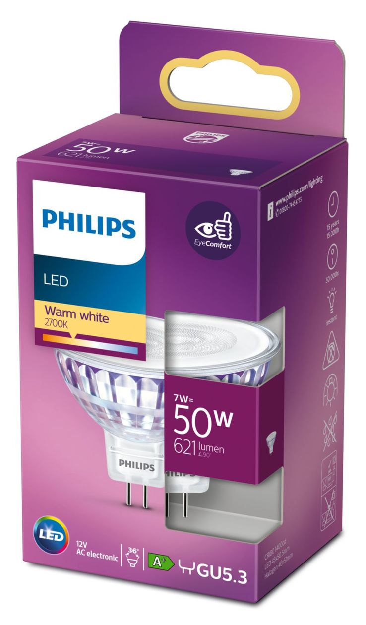 8718699773977 LED Lampe Punkt GU5.3 EEK: F 621 lm Warmweiß (2700K) entspricht 50 W 