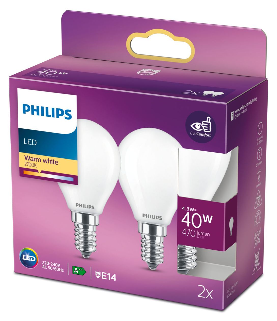 8718699777715 LED Lampe Lüsterkolben E14 EEK: F 470 lm Warmweiß (2700K) entspricht 40 W 