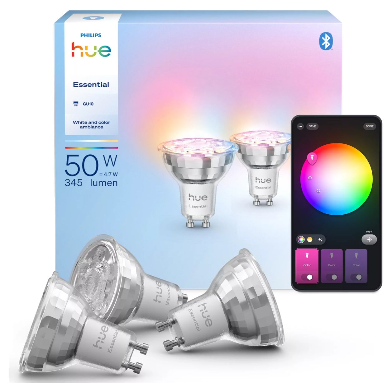 Essential GU10 – Smarter Spot – 345 lm – 4,7 W – 3er-Pack 