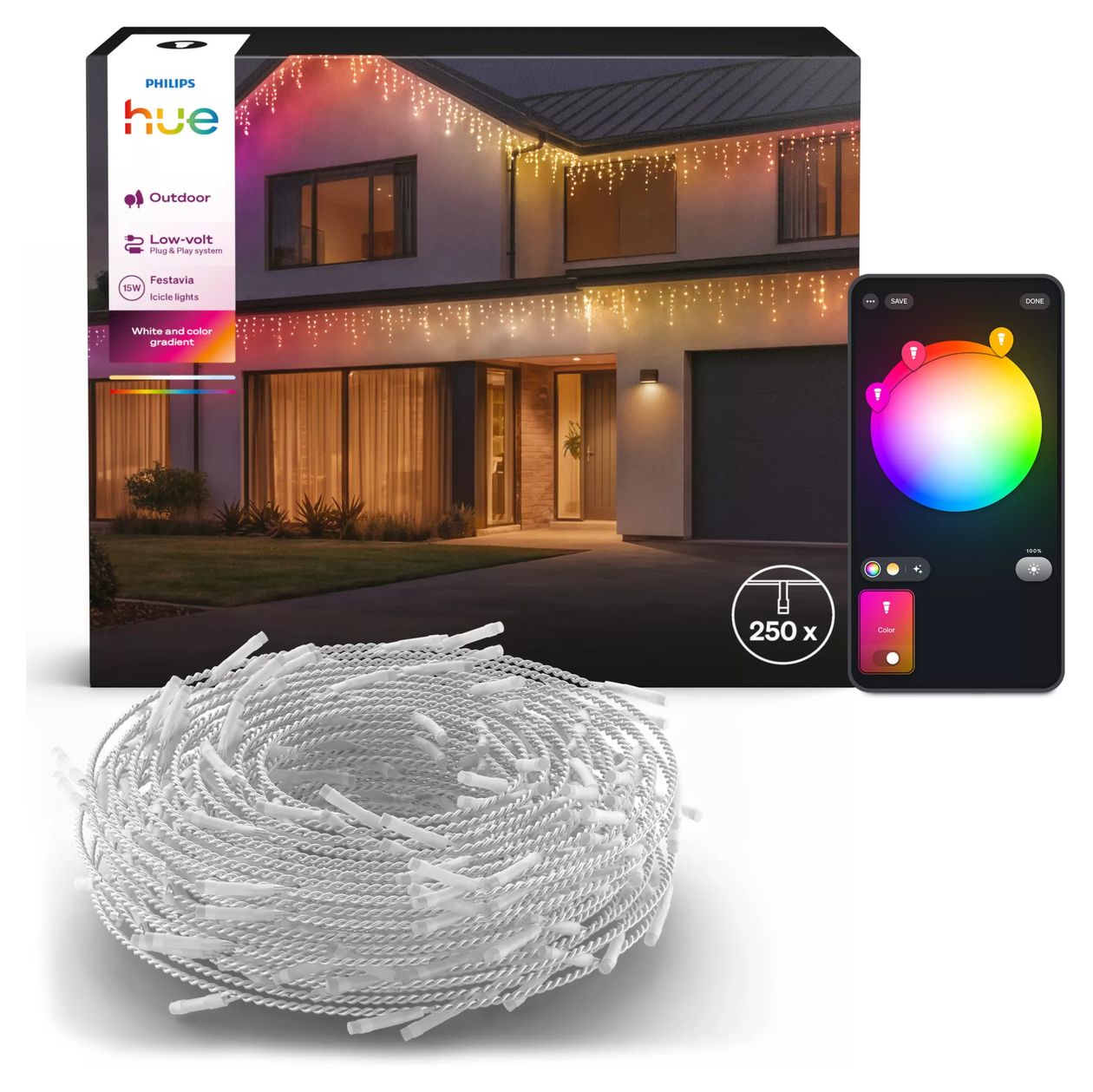 Festavia Eiszapfen Lichterkette – 8,5 m, 250 LEDs 