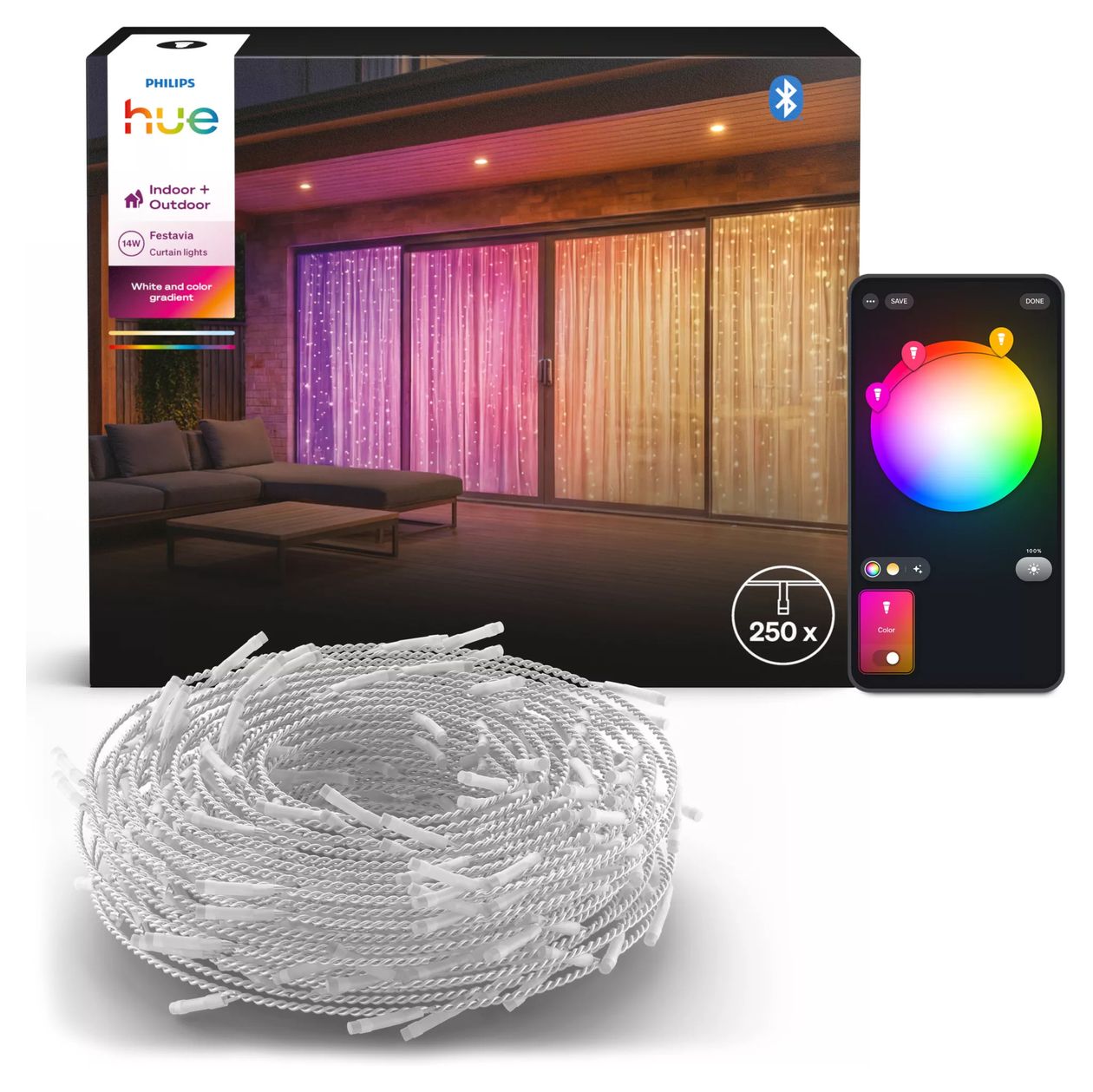 Festavia Lichtervorhang – 1,35 x 2 m, 250 LEDs 
