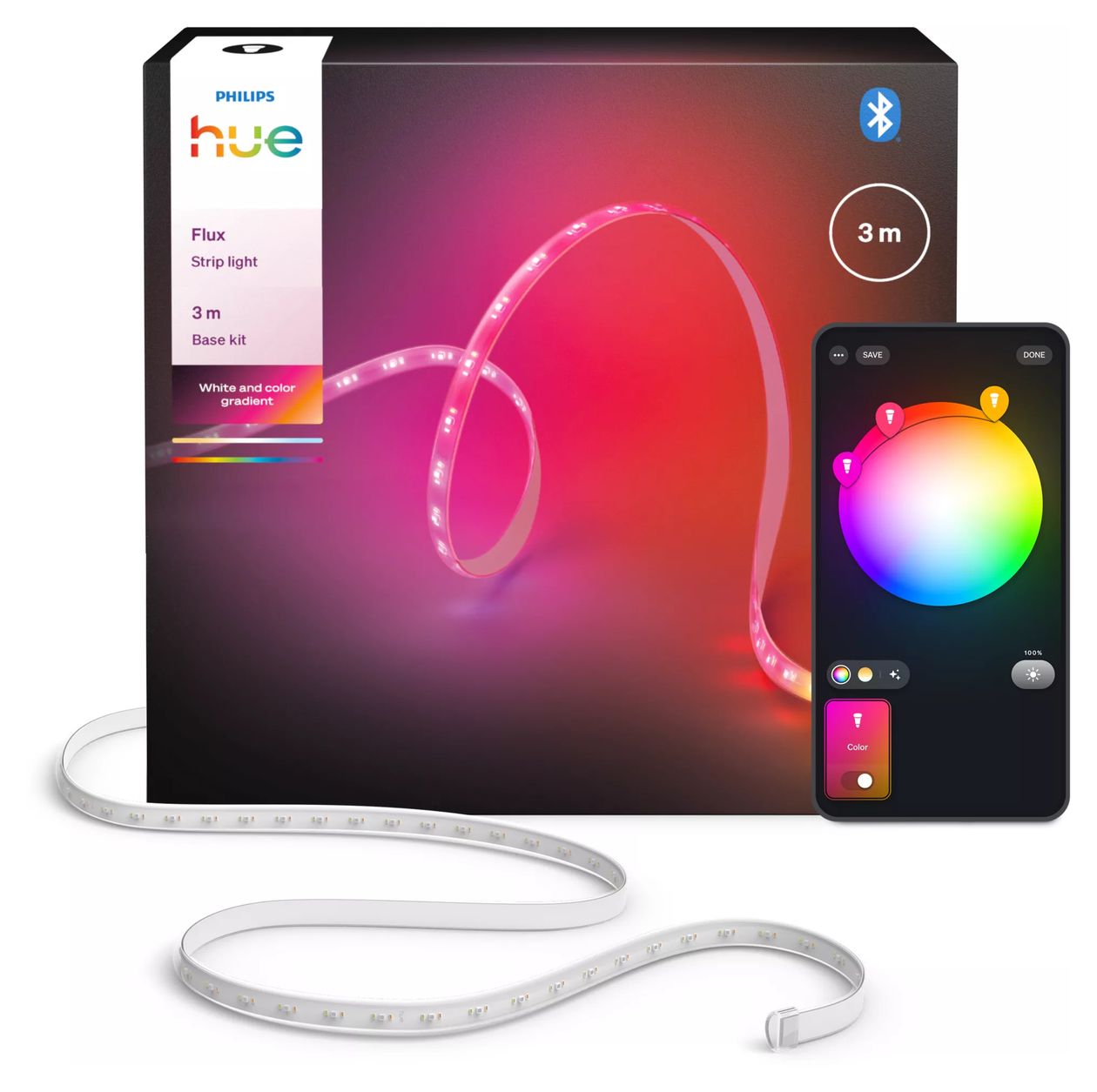 Hue Flux Strip Light 3 m Base Kit Intelligenter Leuchtstreifen 3000 mm Multi 