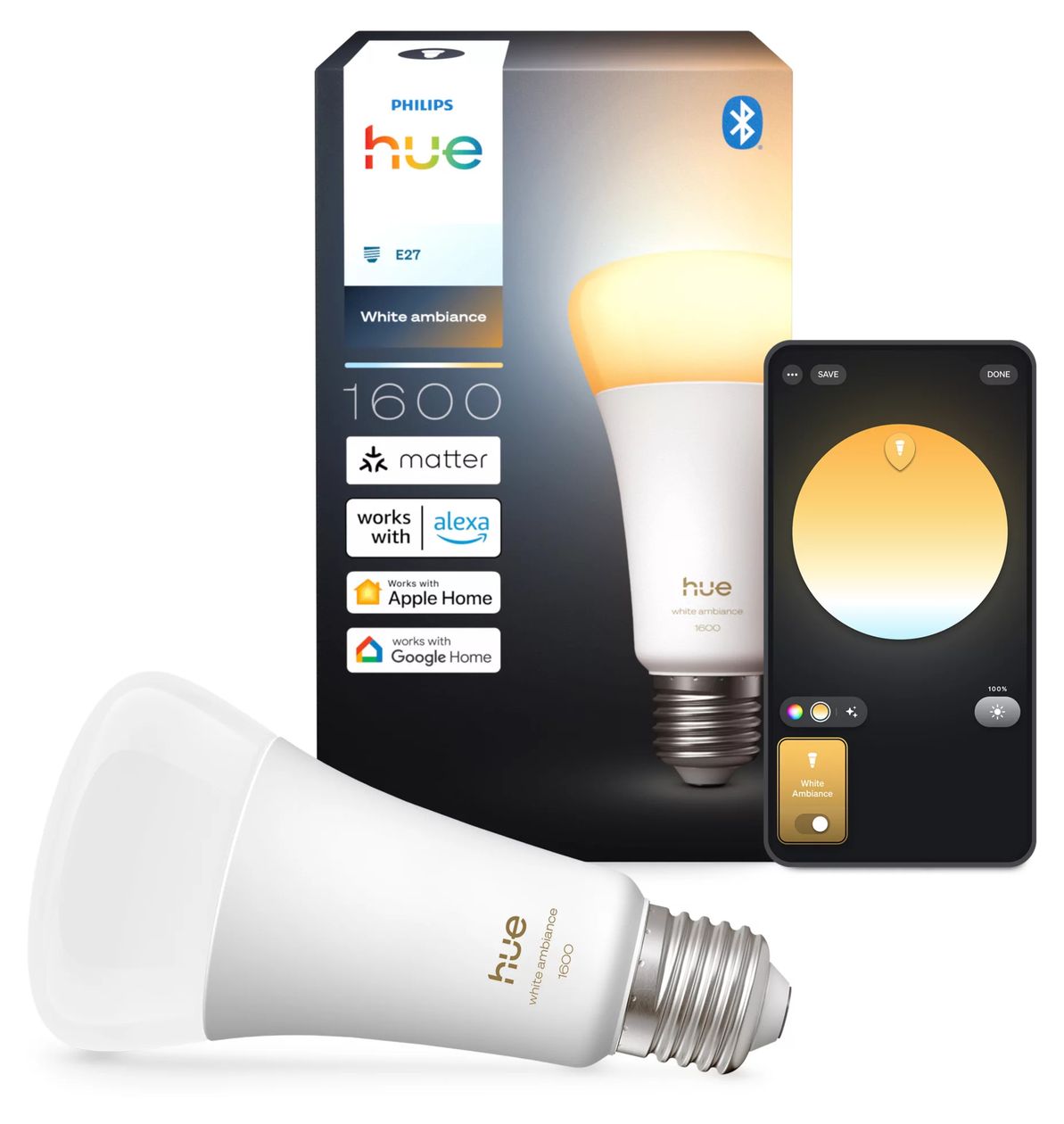 Hue White Ambiance A67 E27 – 1600 lm LED Intelligentes Leuchtmittel Kaltweiße, Warmweiß 