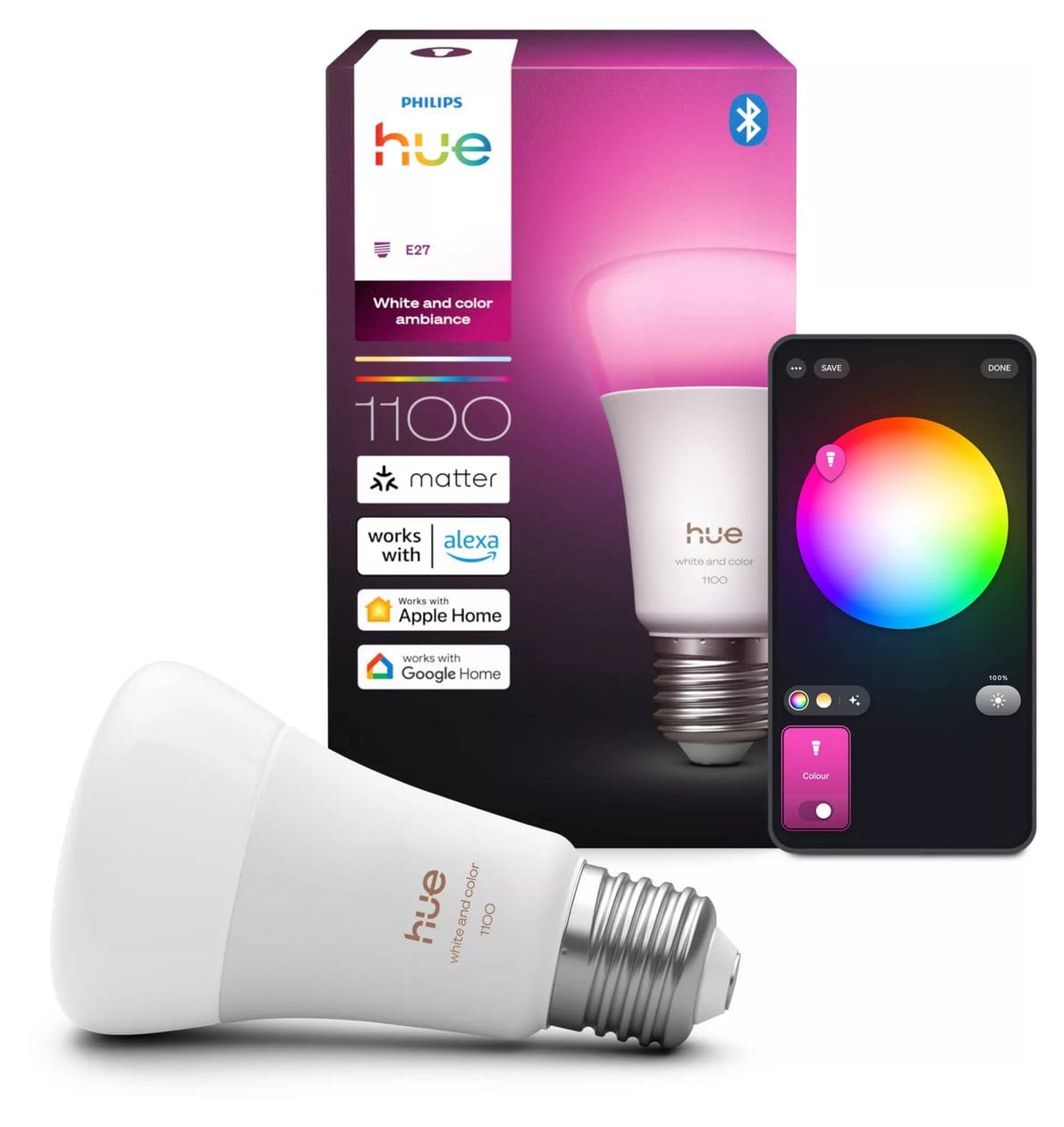 Hue White and Color Ambiance A60 E27 – 1100 lm LED Intelligentes Leuchtmittel Multi 