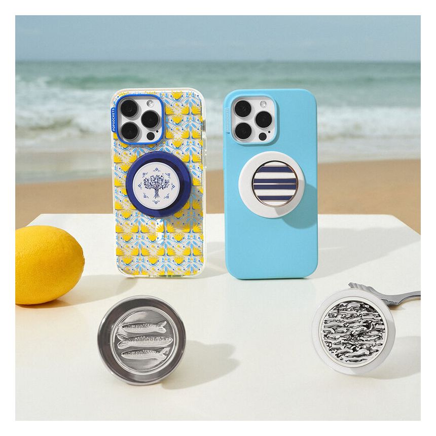 PopGrip MagSafe Olive Tree Tile Fingerring für Apple iPhone 12+  (Blau, Weiß) 
