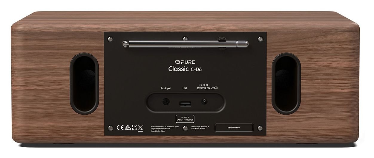Classic C-D6 Bluetooth DAB, DAB+, FM Radio Tragbar  (Schwarz, Walnuss) 