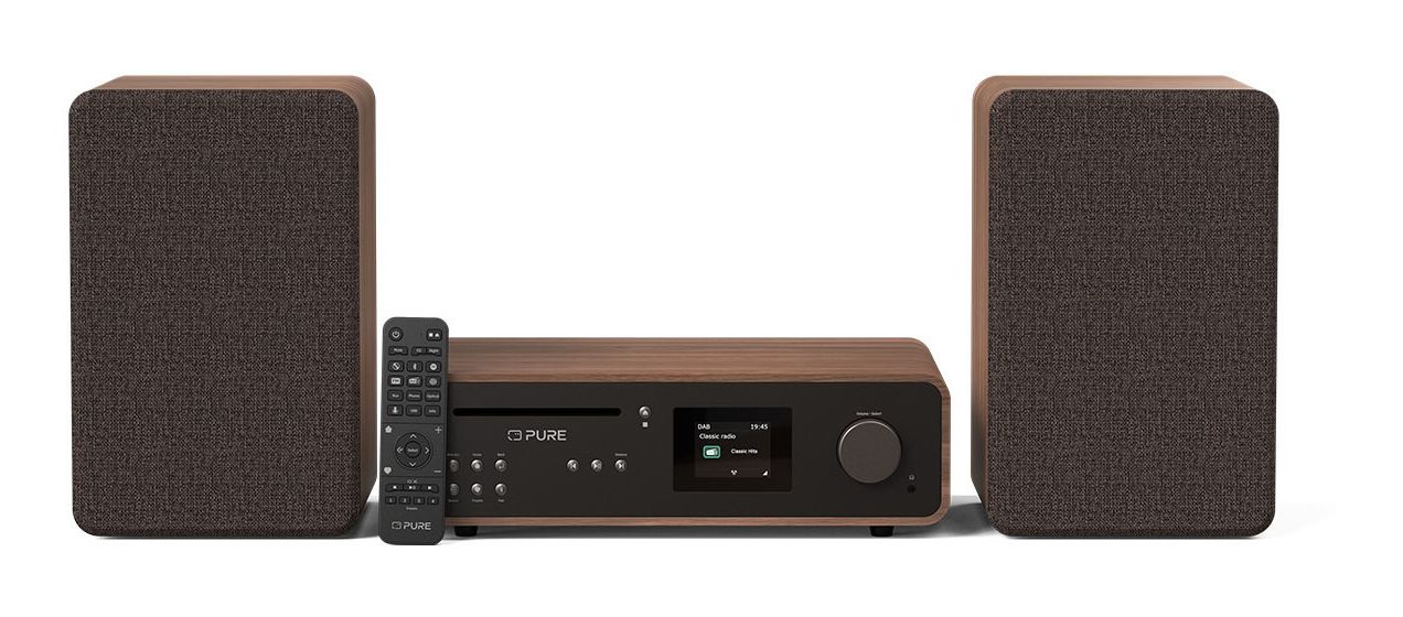 Classic Stereo Heim-Audio-Mikrosystem DAB, DAB+, FM 50 W Bluetooth  (Schwarz, Walnuss) 