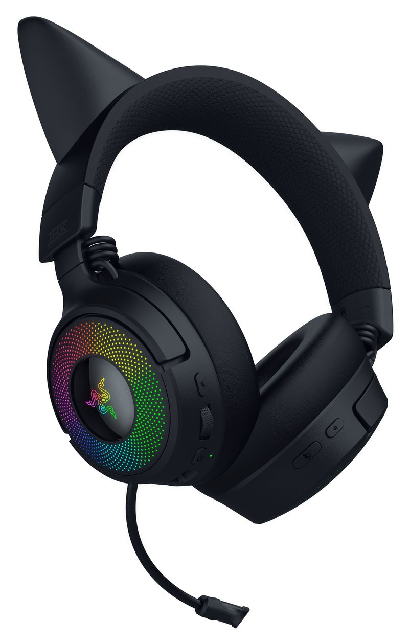 Kraken Kitty V3 Pro Over Ear Bluetooth Kopfhörer kabelgebunden&kabellos USB Typ-A  (Schwarz) 