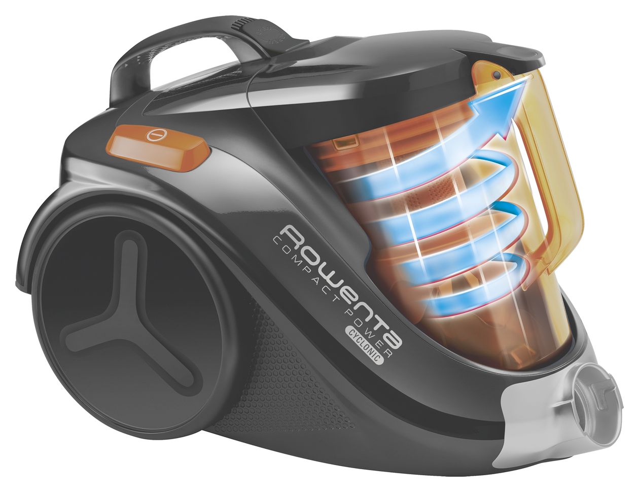 RO3753 Compact Power Bodenstaubsauger Beutellos 750 W HEPA  (Schwarz, Orange) 