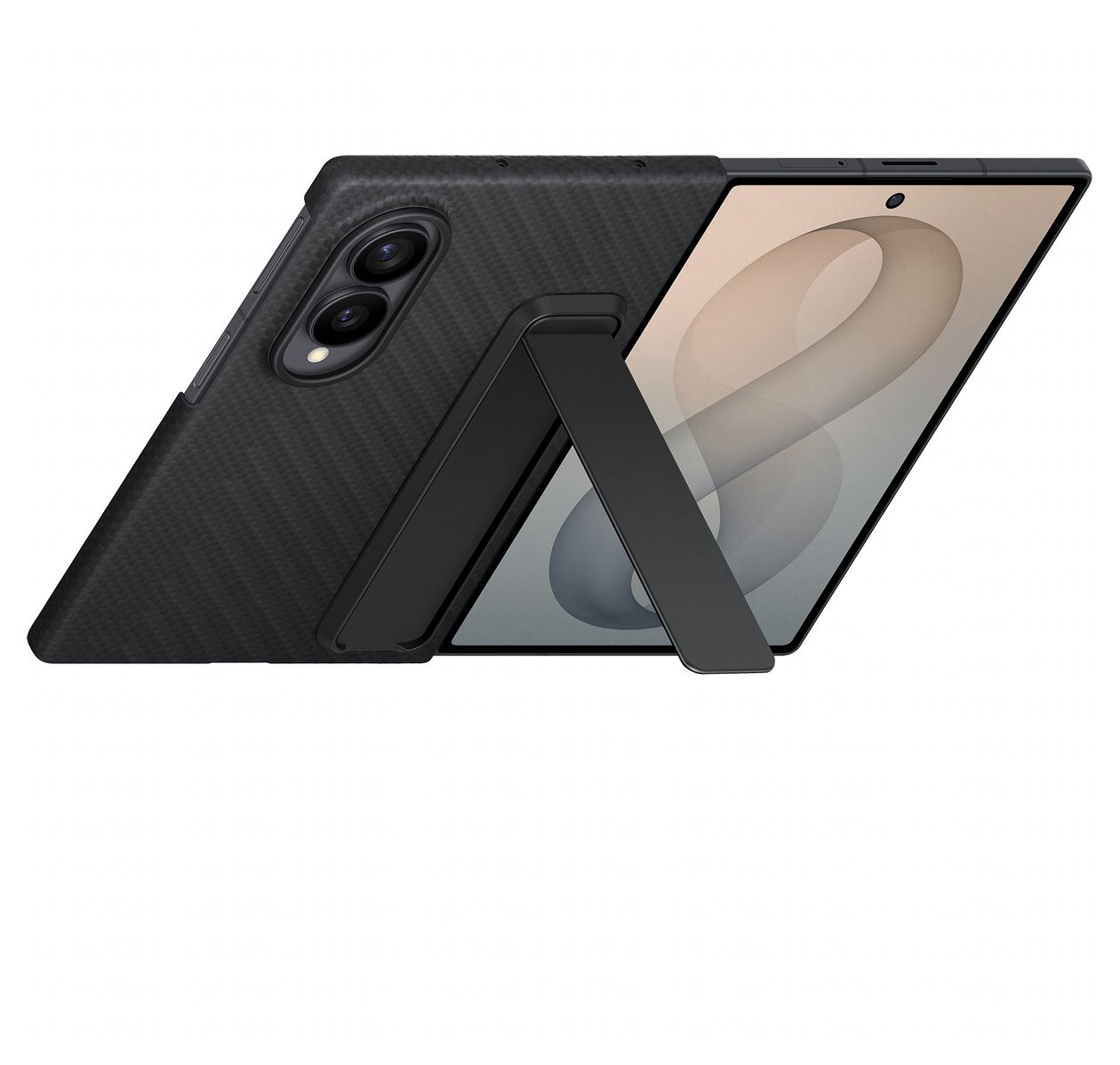 Carbon Standing Case Cover für Samsung Z Fold8  (Schwarz) 