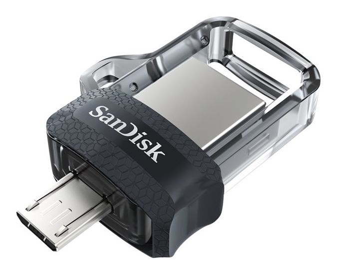 Ultra Dual m3.0 USB Type-A / Micro-USB Stick 128 GB (Schwarz, Transparent) 