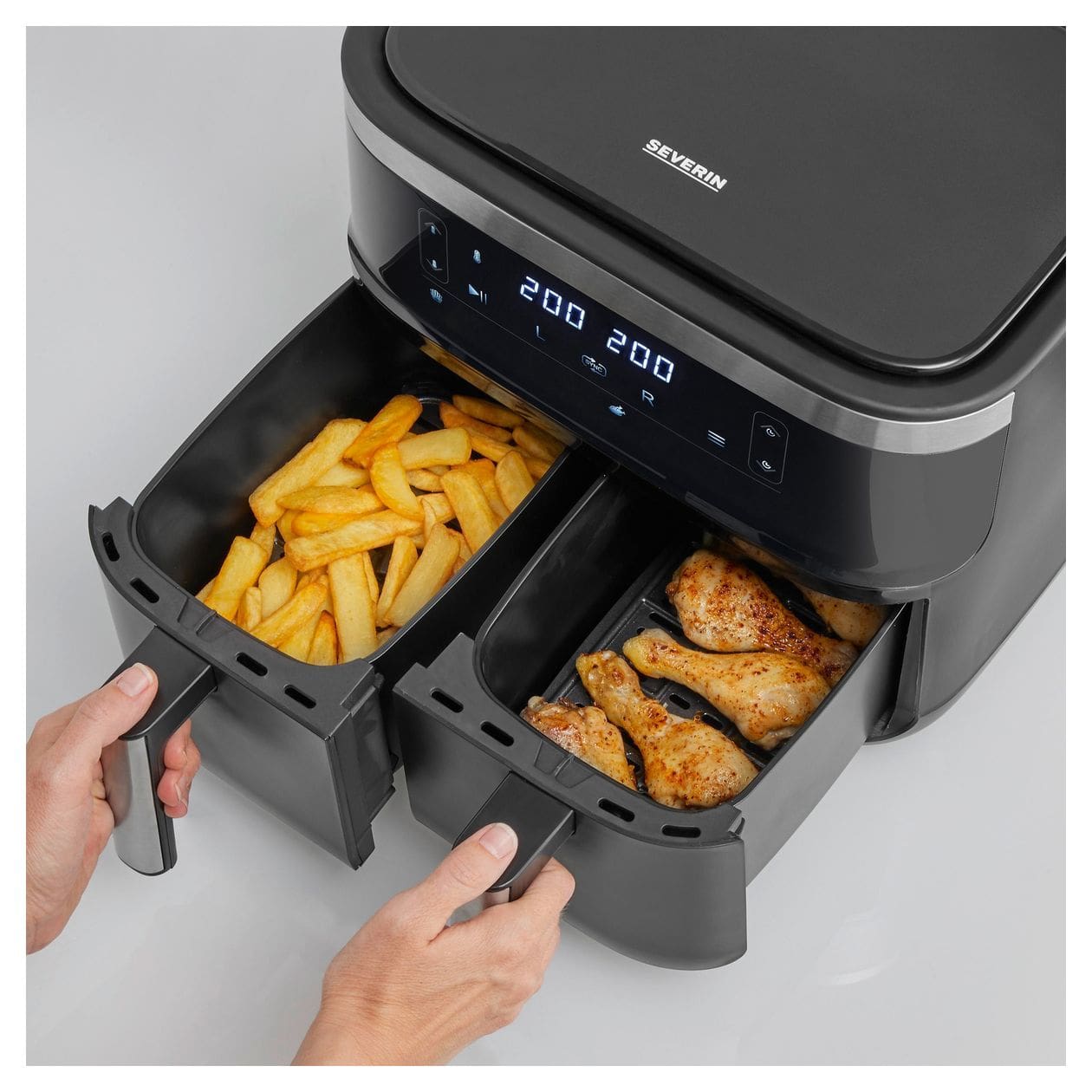 FR2453 Doppel Heißluftfritteuse 3,25 l 2850 W  (Schwarz, Silber) 