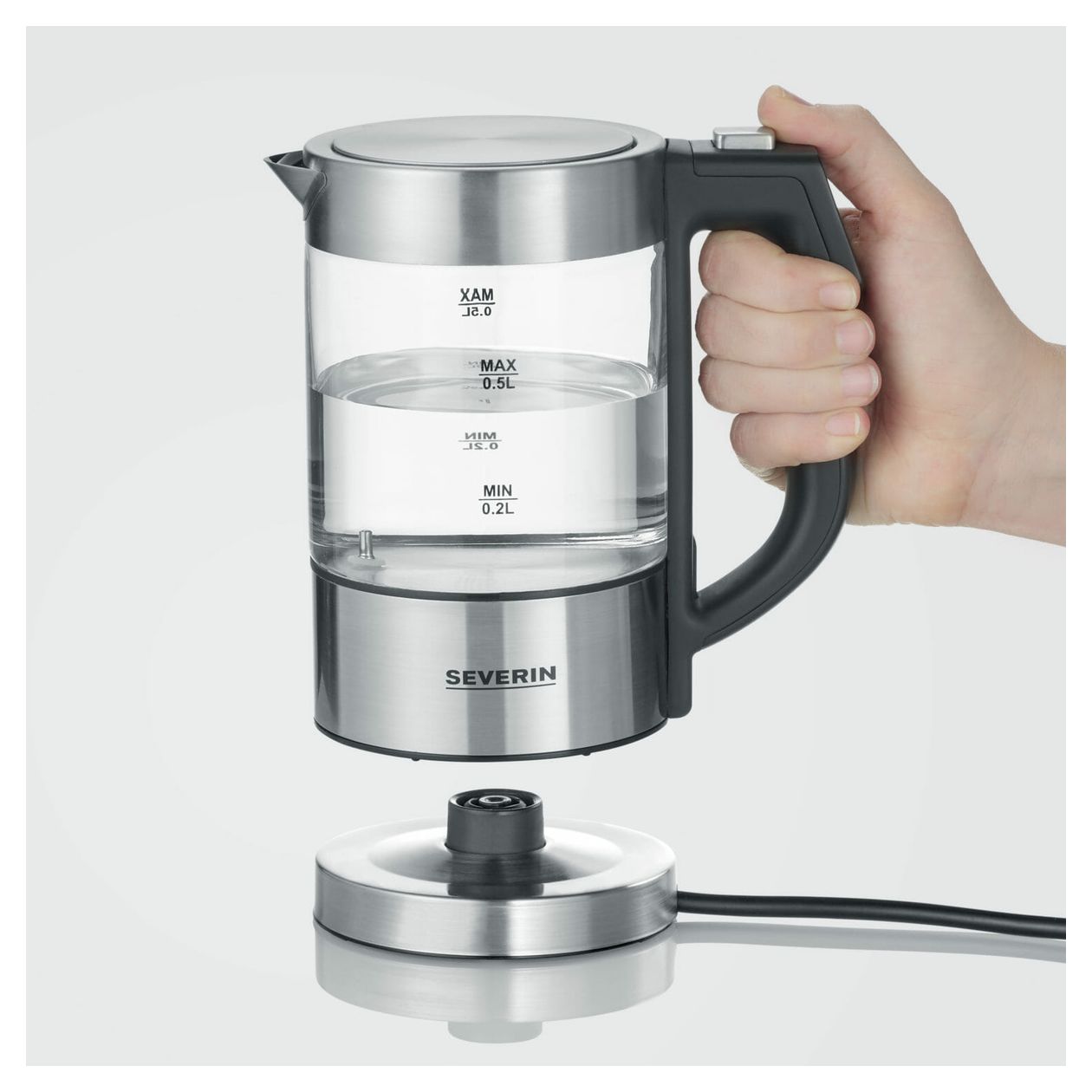 WK3458 0,5 l Wasserkocher 1100 W (Schwarz, Transparent) 