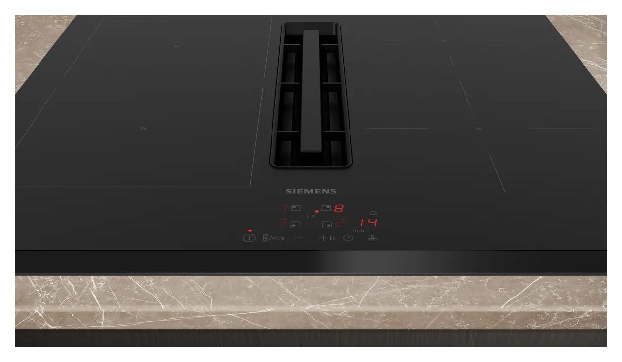 iQ300 ED651BGA7 (ED651BS16E + HZ9VDSB2) autarkes 60 cm Induktionskochfeld 4 Kochzonen mit integriertem Dunstabzug 