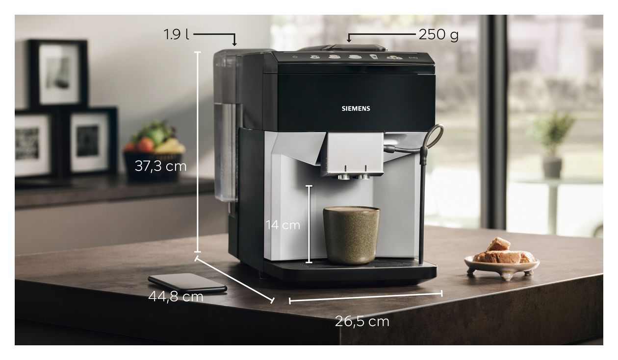 EQ500 TP515D01 Kaffeevollautomat 15 bar 1,9 l 270 g  (Schwarz, Silber) 