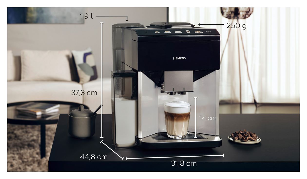 EQ500 TQ513D01 Kaffeevollautomat 15 bar 1,9 l 270 g AutoClean  (Schwarz, Silber) 