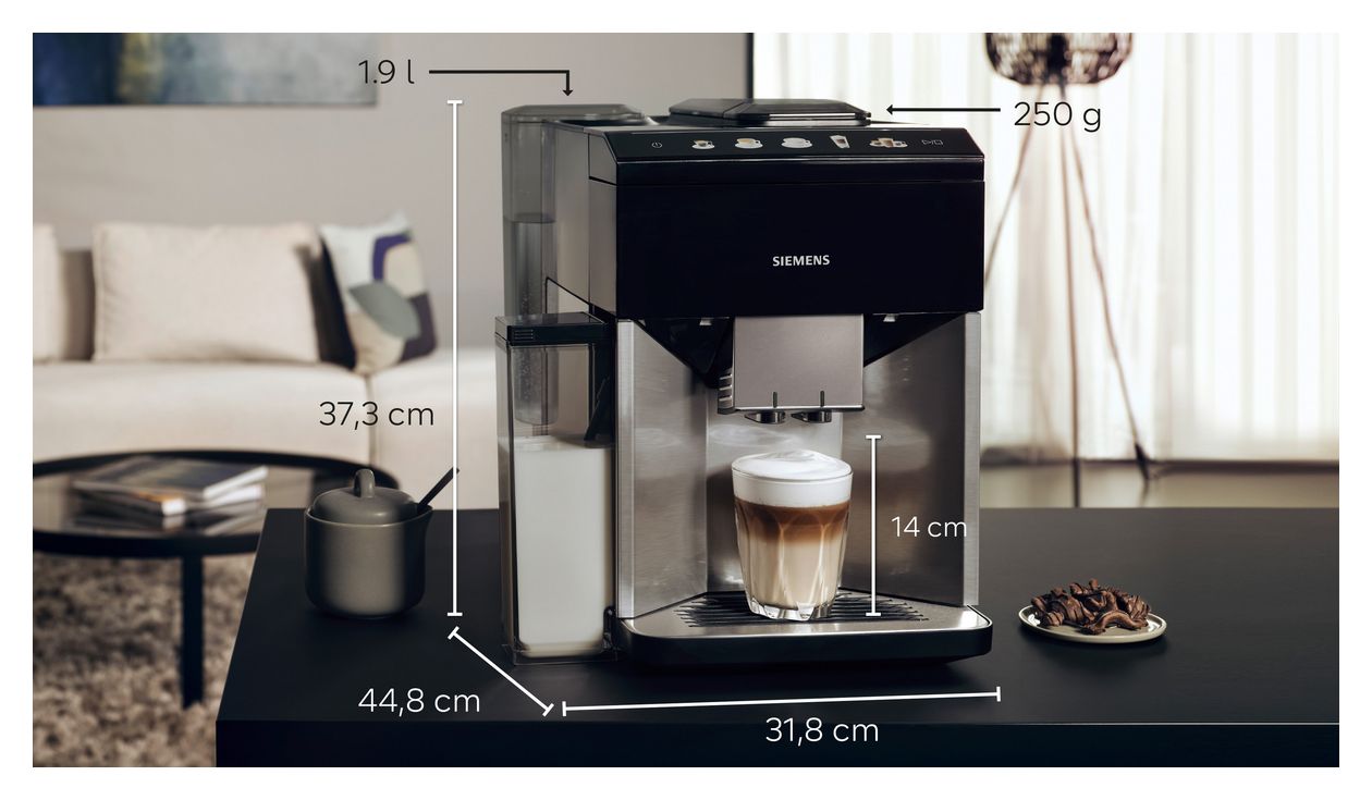 EQ500 TQ517D03 Kaffeevollautomat 15 bar 1,9 l 270 g  (Schwarz, Edelstahl) 