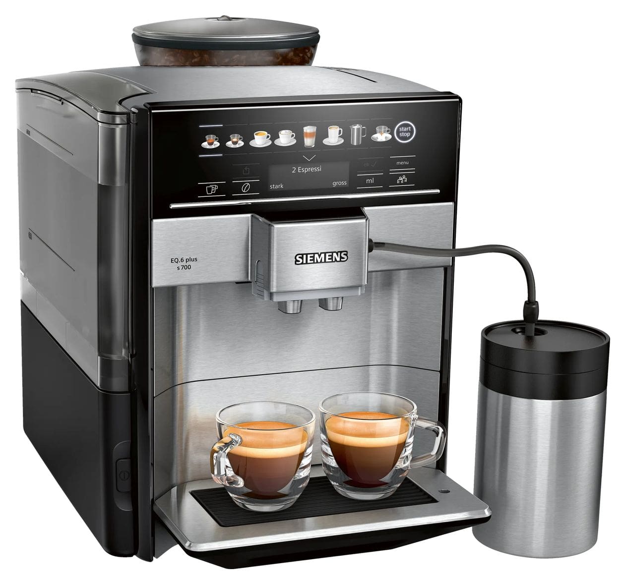 EQ6 TE657M03DE plus s700 Kaffeevollautomat 19 bar 1,7 l 300 g AutoClean  (Schwarz, Edelstahl) 