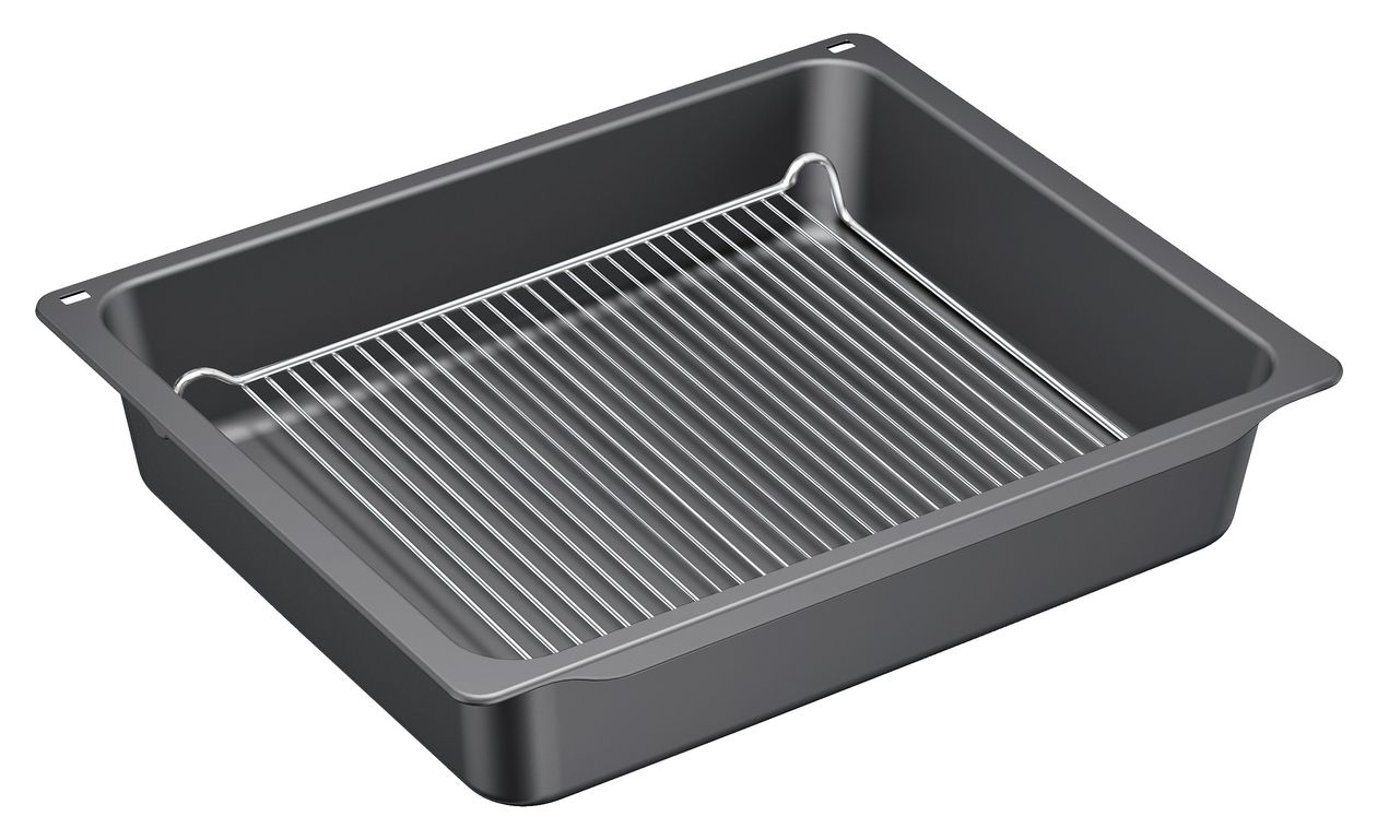 HZ633070 Profipfanne mit Rost - 81 x 455 x 375 mm - Pyrolyse geeignet, spülmaschinengeeignet 